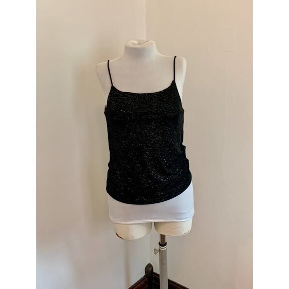 Susan Lawrence Top Sparkle Spaghetti Tank Sexy Club Glitter VTG y2k 90s 2000s - Picture 6 of 12